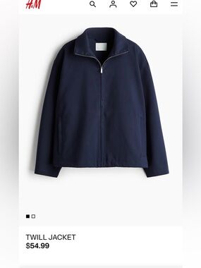 H&M Navy Zip-Front Jacket - Classic Minimalist